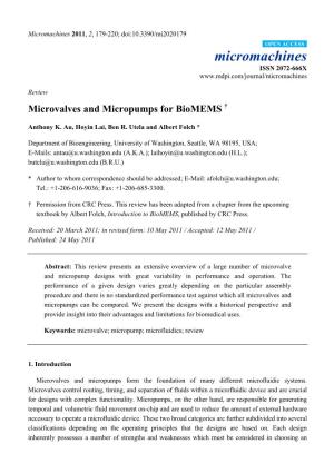 Microvalves and Micropumps for Biomems †