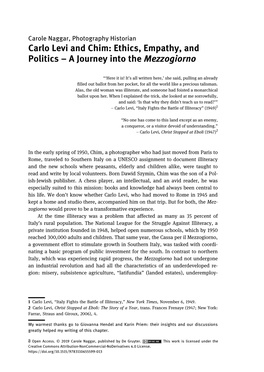 Carlo Levi and Chim: Ethics, Empathy, and Politics – a Journey Into the Mezzogiorno