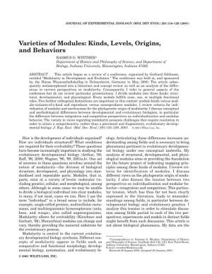 Varieties of Modules: Kinds, Levels, Origins, and Behaviors RASMUS G