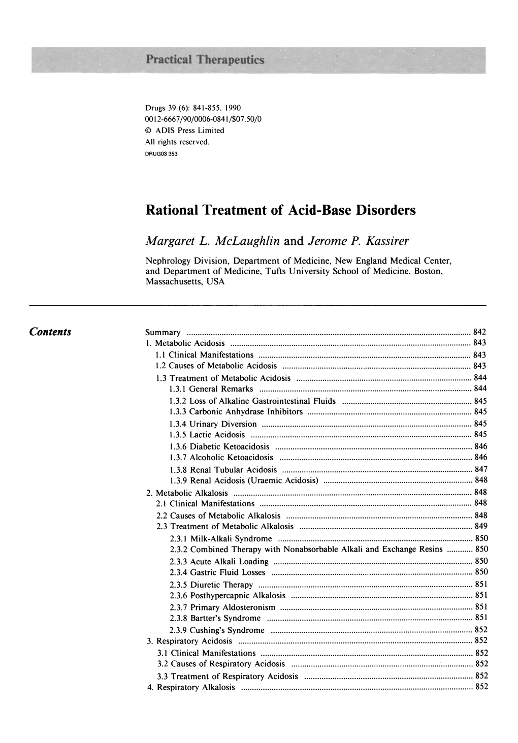 Rational Treatment of Acid-Base Disorders