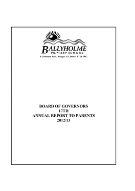 Board of Governors 17Th Annual Report to Parents 2012/13