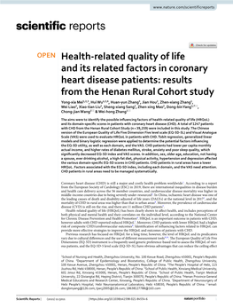 Health-Related Quality of Life and Its Related Factors in Coronary Heart Disease Patients
