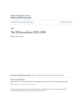 The Whitworthian 1929-1930 Whitworth University
