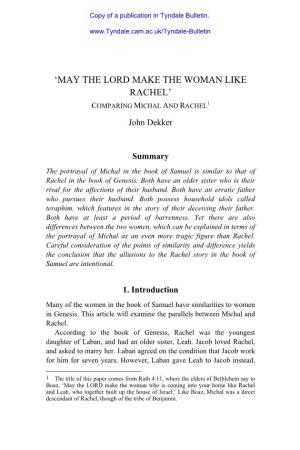 'May the Lord Make the Woman Like Rachel'