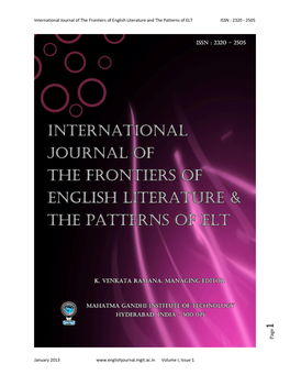 International Journal of the Frontiers of English Literature and the Patterns of ELT ISSN : 2320 - 2505