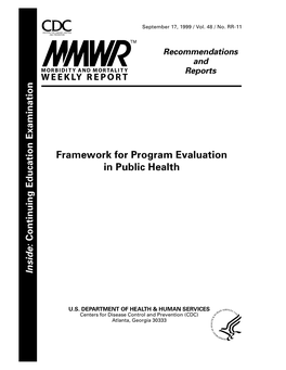 Framework for Program Evaluation in Public Health Continuing Education Examination Education Continuing