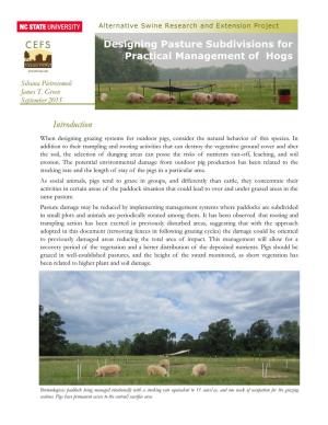 Esigning Pasture Subdivisions for Practical Management of Hogs