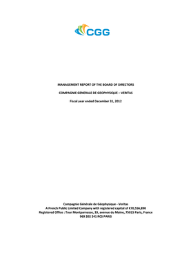 Management Report of the Board of Directors