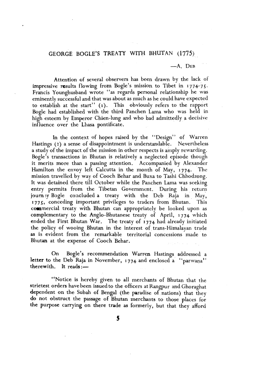 George Bogle's Treaty with Bhutan (1775)