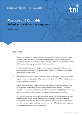 Morocco and Cannabis Reduction, Containment Or Acceptance