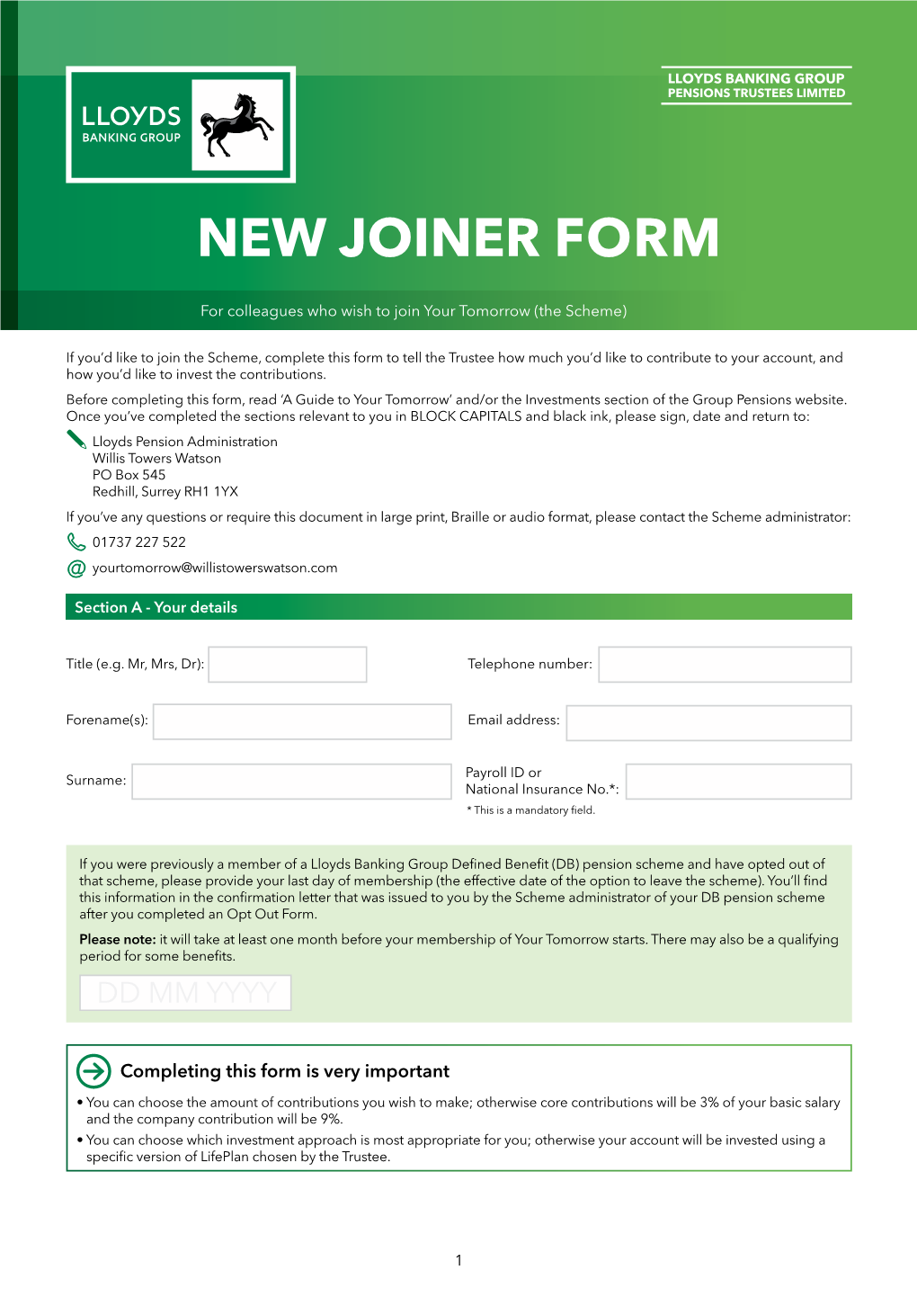 New Joiner Form