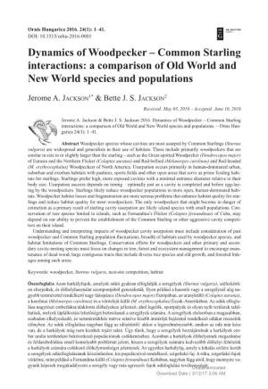 Dynamics of Woodpecker – Common Starling Interactions: a Comparison of Old World and New World Species and Populations