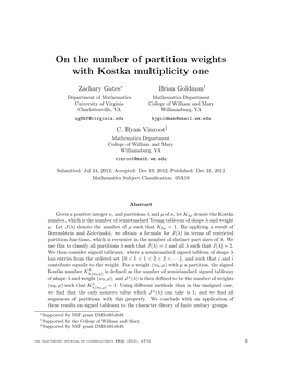 On the Number of Partition Weights with Kostka Multiplicity One
