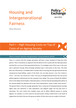 Housing and Intergenerational Fairness