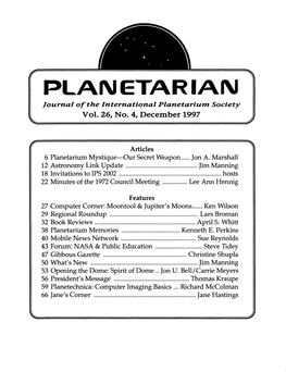 PLANETARIAN Journal of the International Planetarium Society Vol