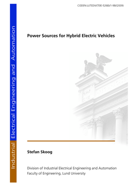 Power Sources for Hybrid Electric Vehicles