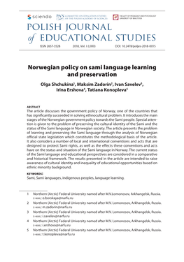 Norwegian Policy on Sami Language Learning and Preservation