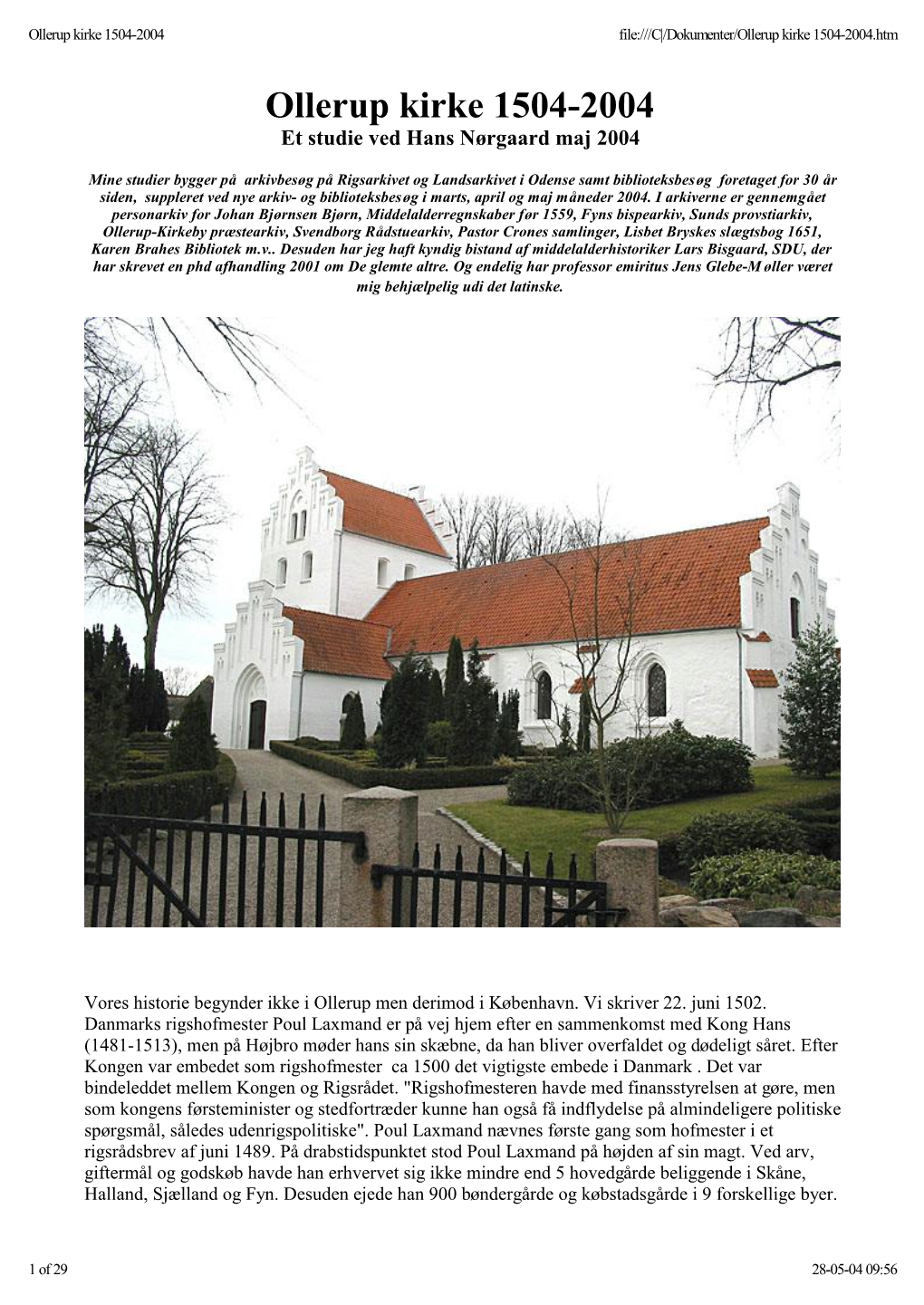 Ollerup Kirke 1504-2004 File:///C|/Dokumenter/Ollerup Kirke 1504-2004.Htm