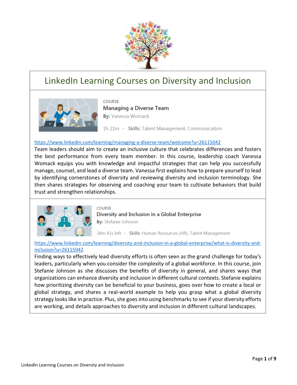 Linkedin Learning Courses on Diversity and Inclusion