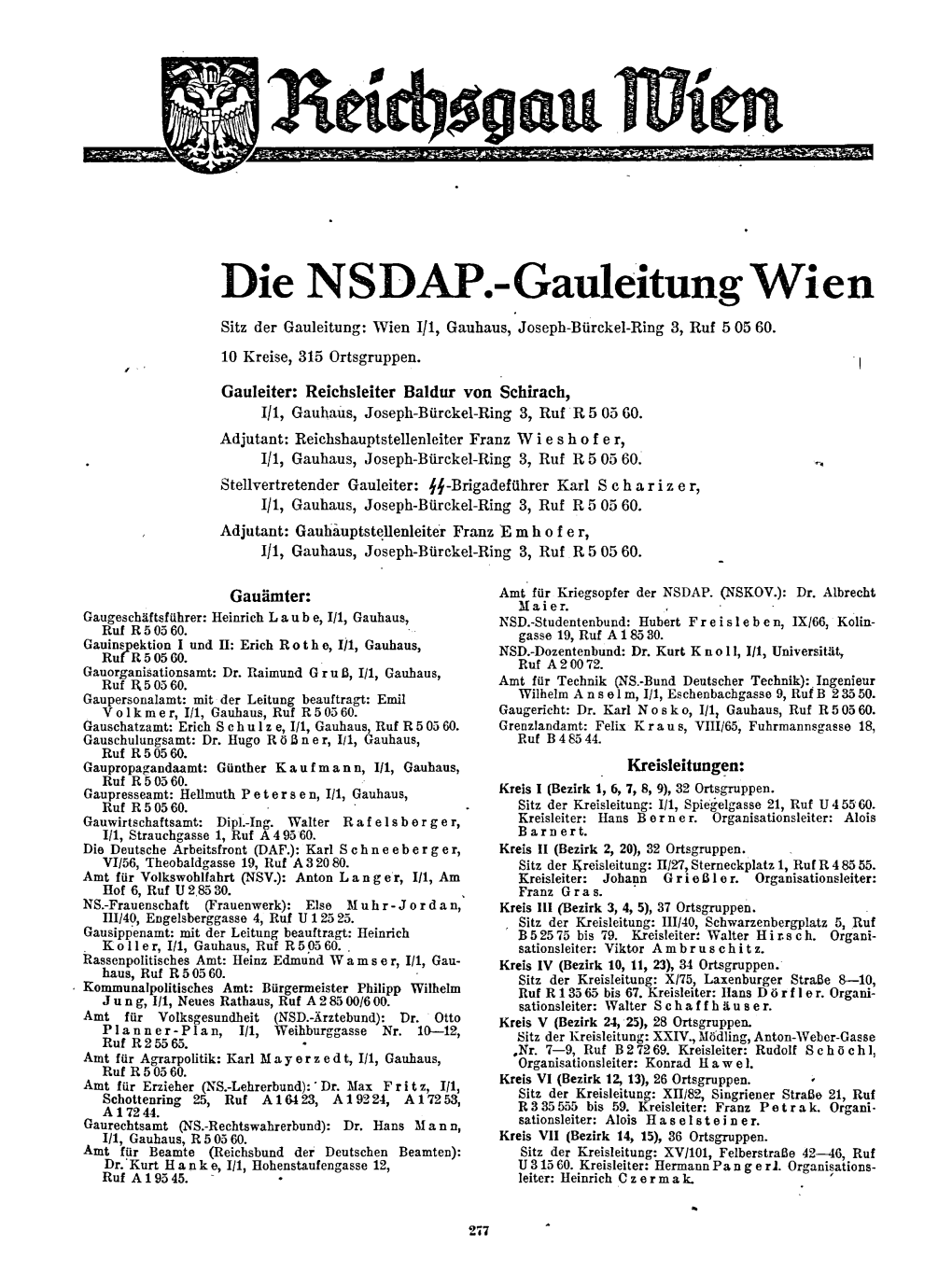Wien NSDAP Und Staatliche Verwaltung