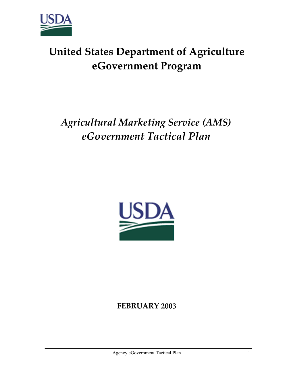 United States Department of Agriculture Egovernment Program