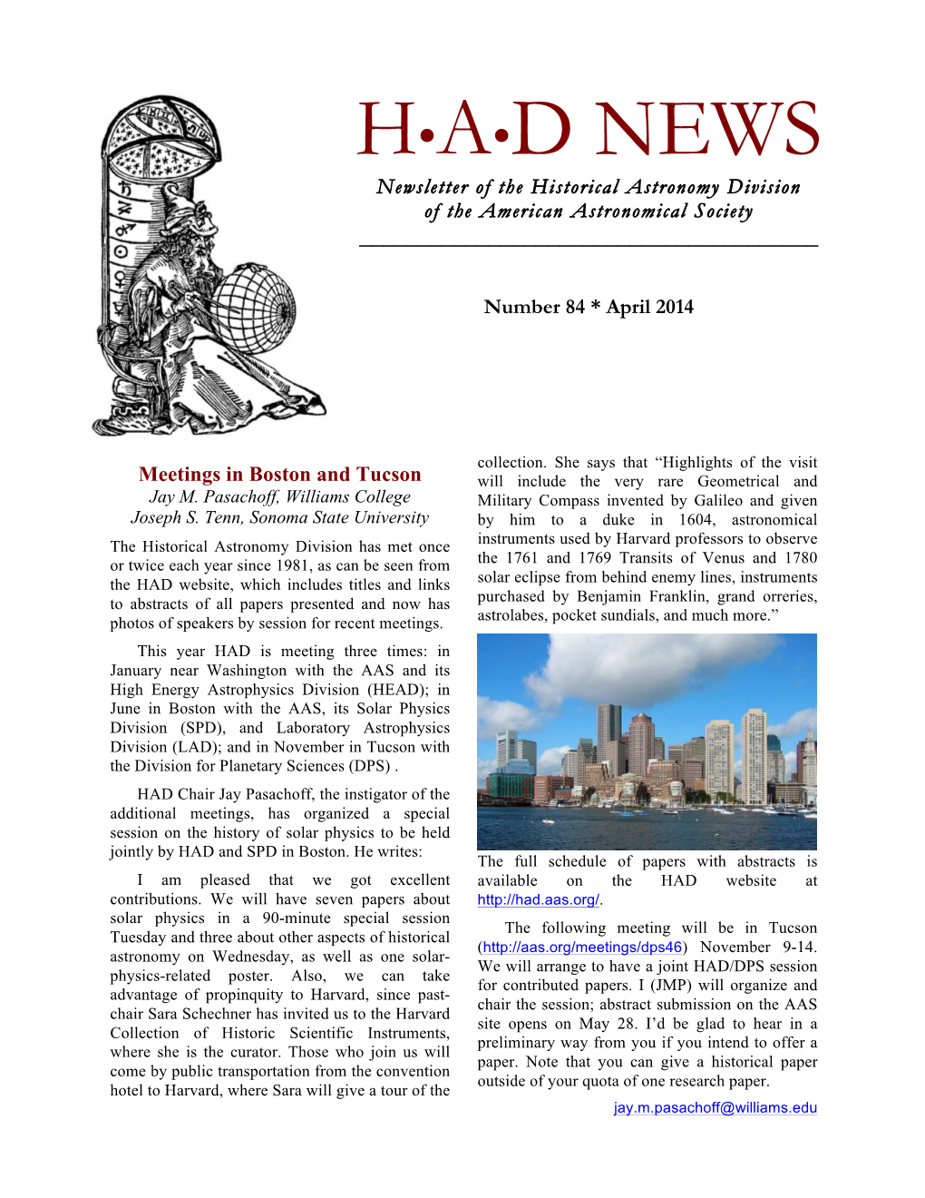 H•A•D NEWS Newsletter of the Historical Astronomy Division of the American Astronomical Society ______