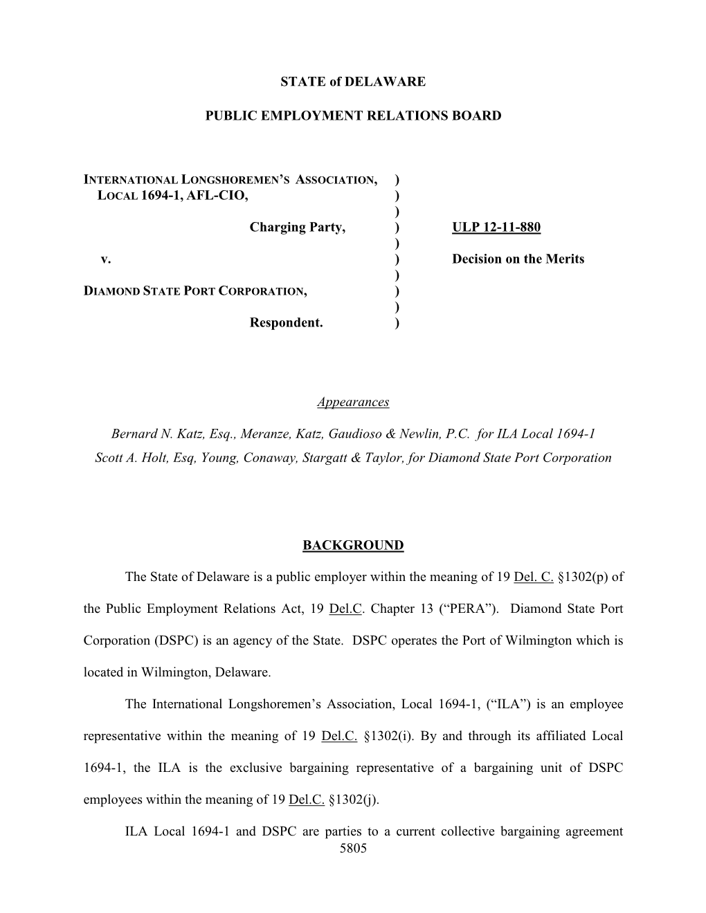 2013: 880 ULP Ex Dir Decision on Merits ILA 1694 1 V DSPC Work