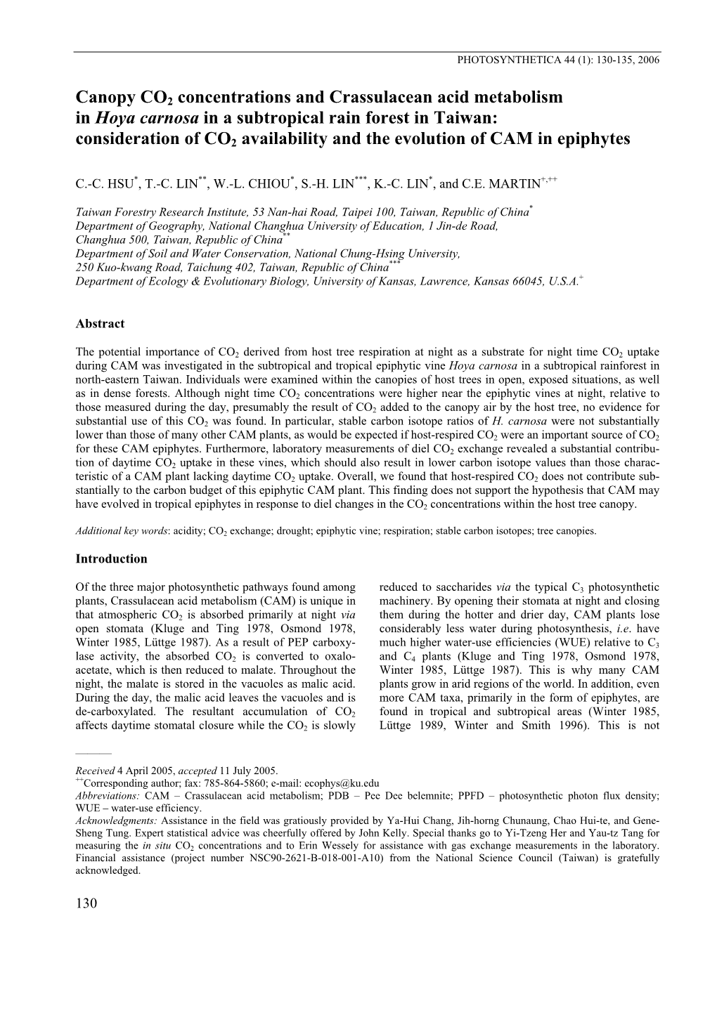 Canopy CO2 Concentrations and Crassulacean Acid Metabolism In