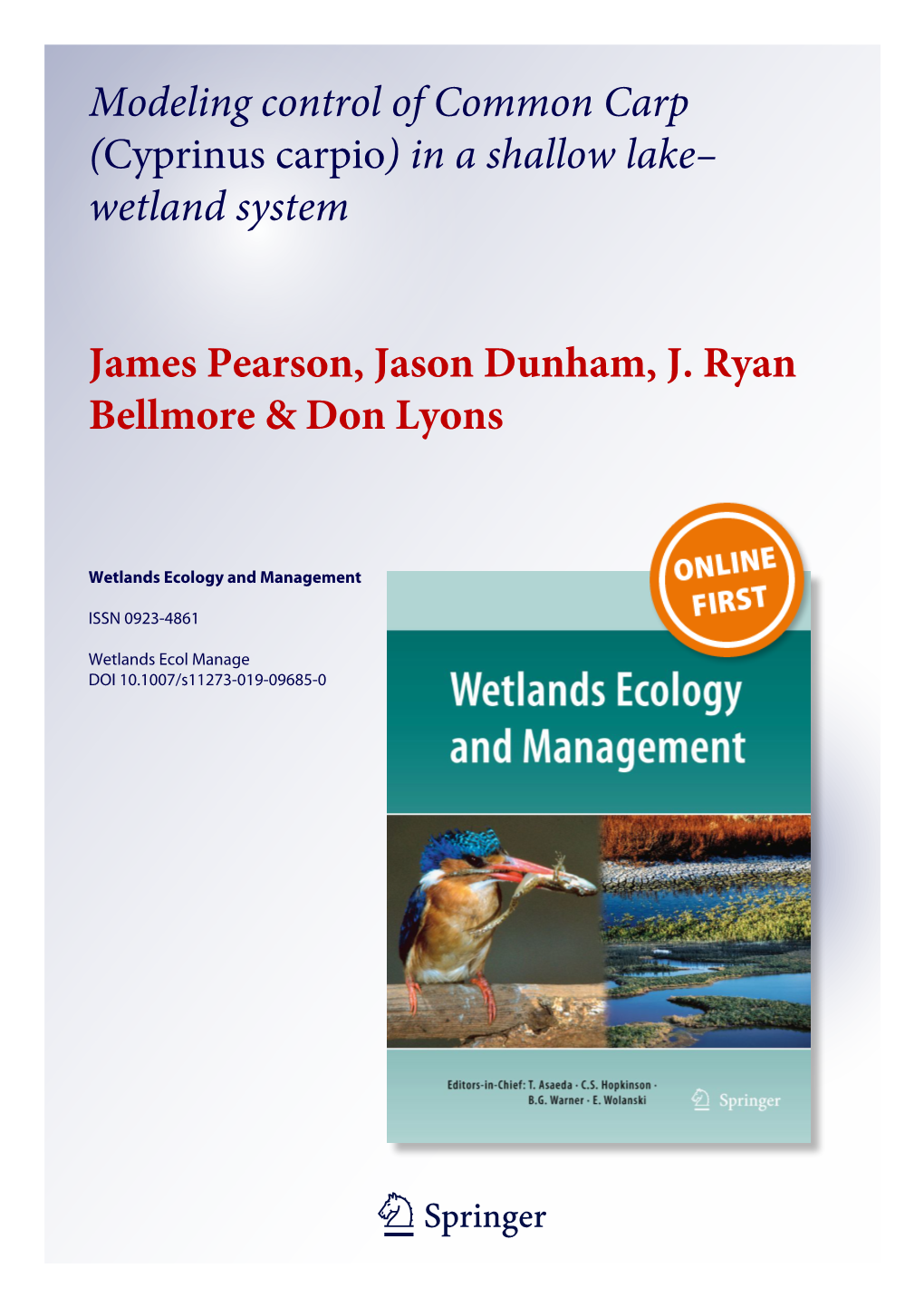 Modeling Control of Common Carp (Cyprinus Carpio) in a Shallow Lake– Wetland System