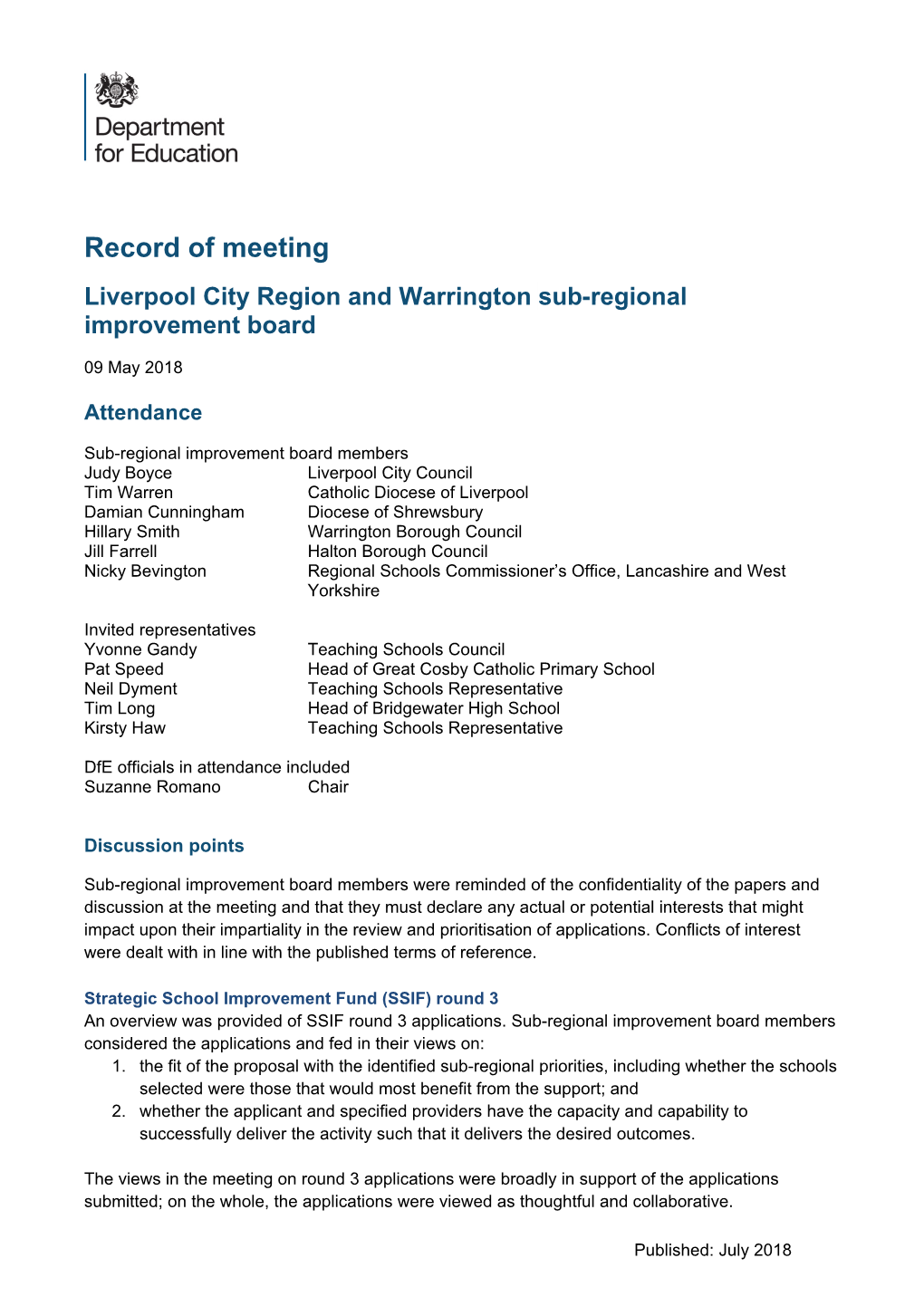 Liverpool City Region and Warrington Sub-Regional Improvement Board