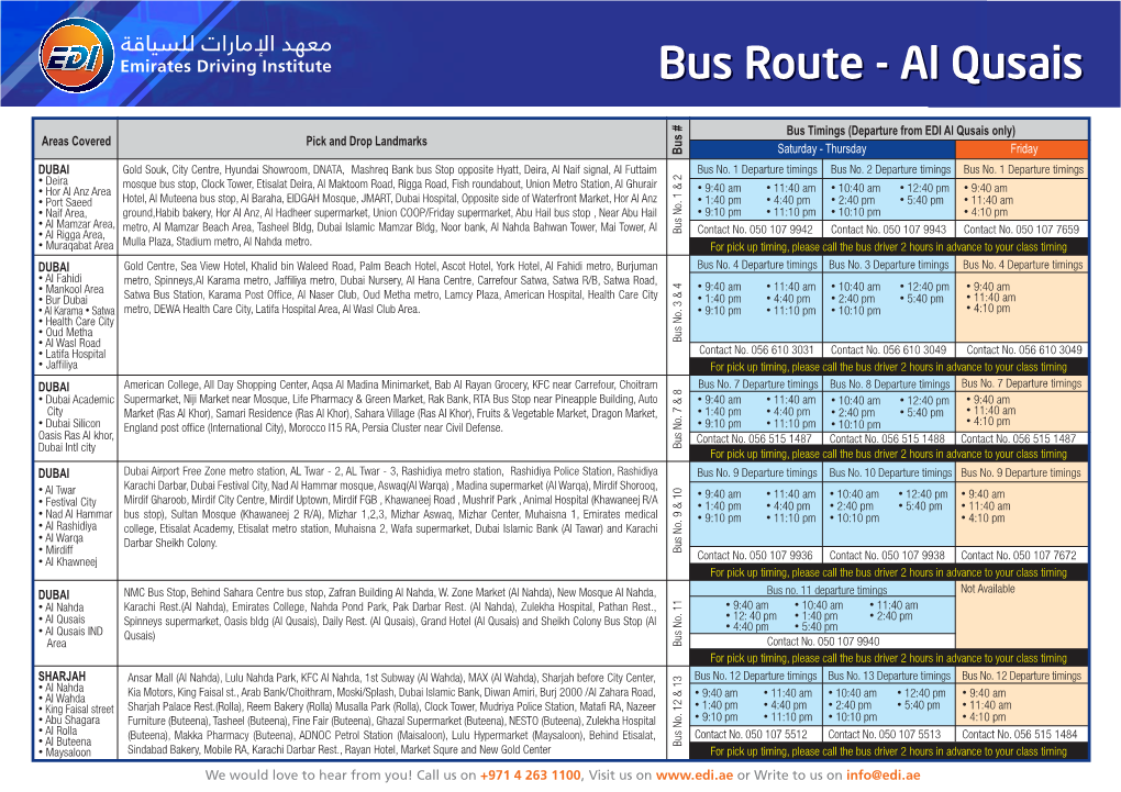 Bus Routeroute -- Alal Qusaisqusais
