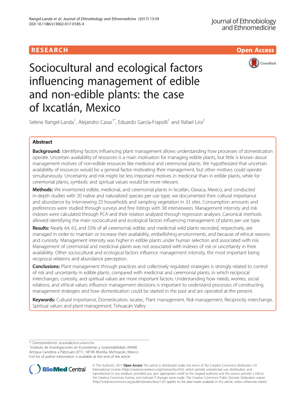 Sociocultural and Ecological Factors Influencing Management of Edible