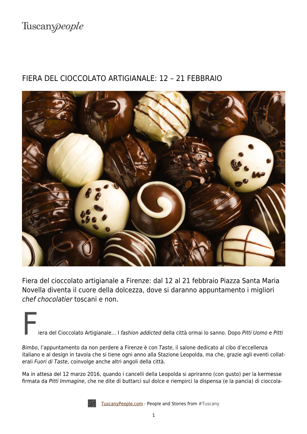 Fiera Del Cioccolato Artigianale: 12 – 21 Febbraio