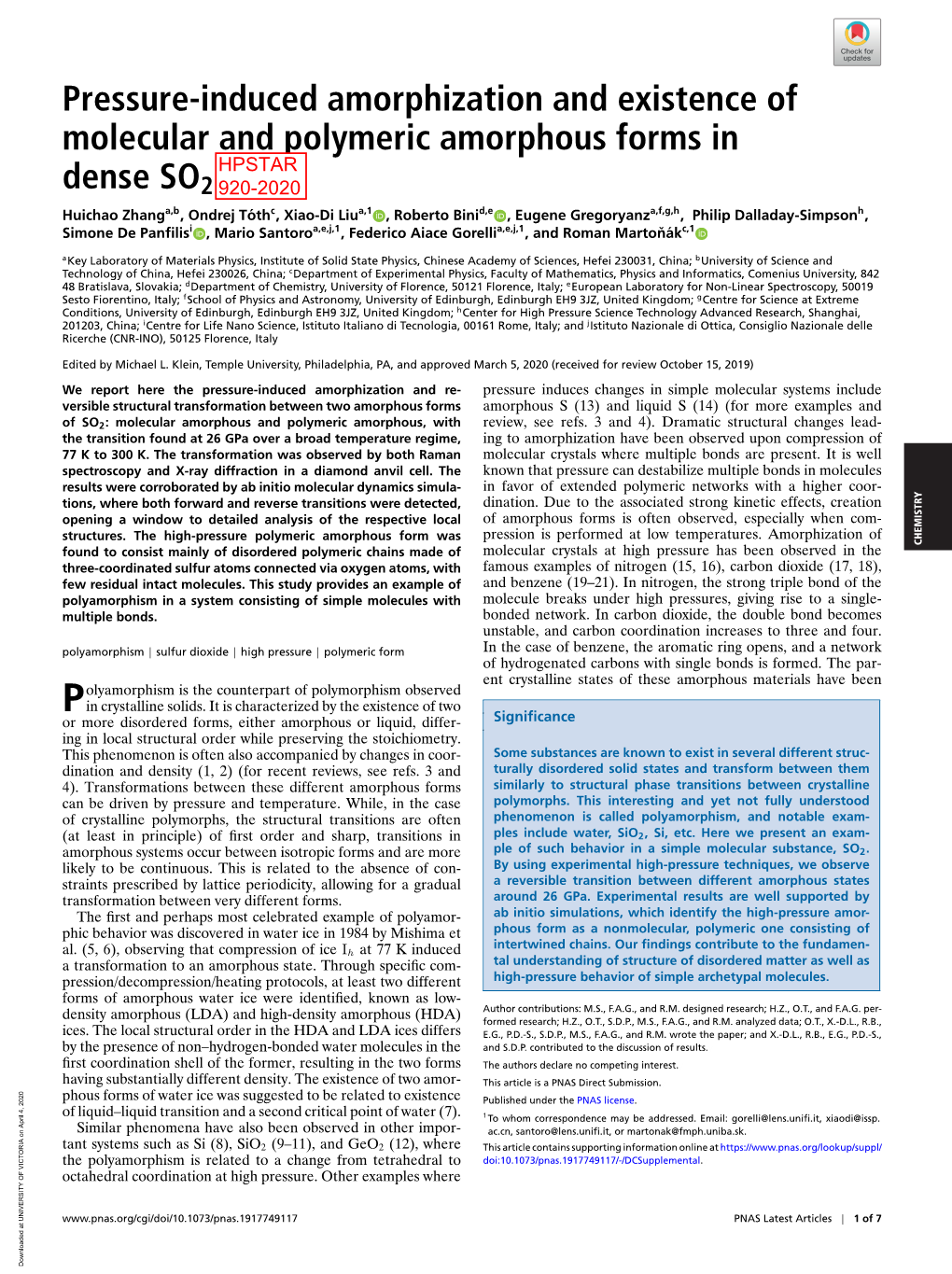 Pressure-Induced Amorphization and Existence of Molecular And