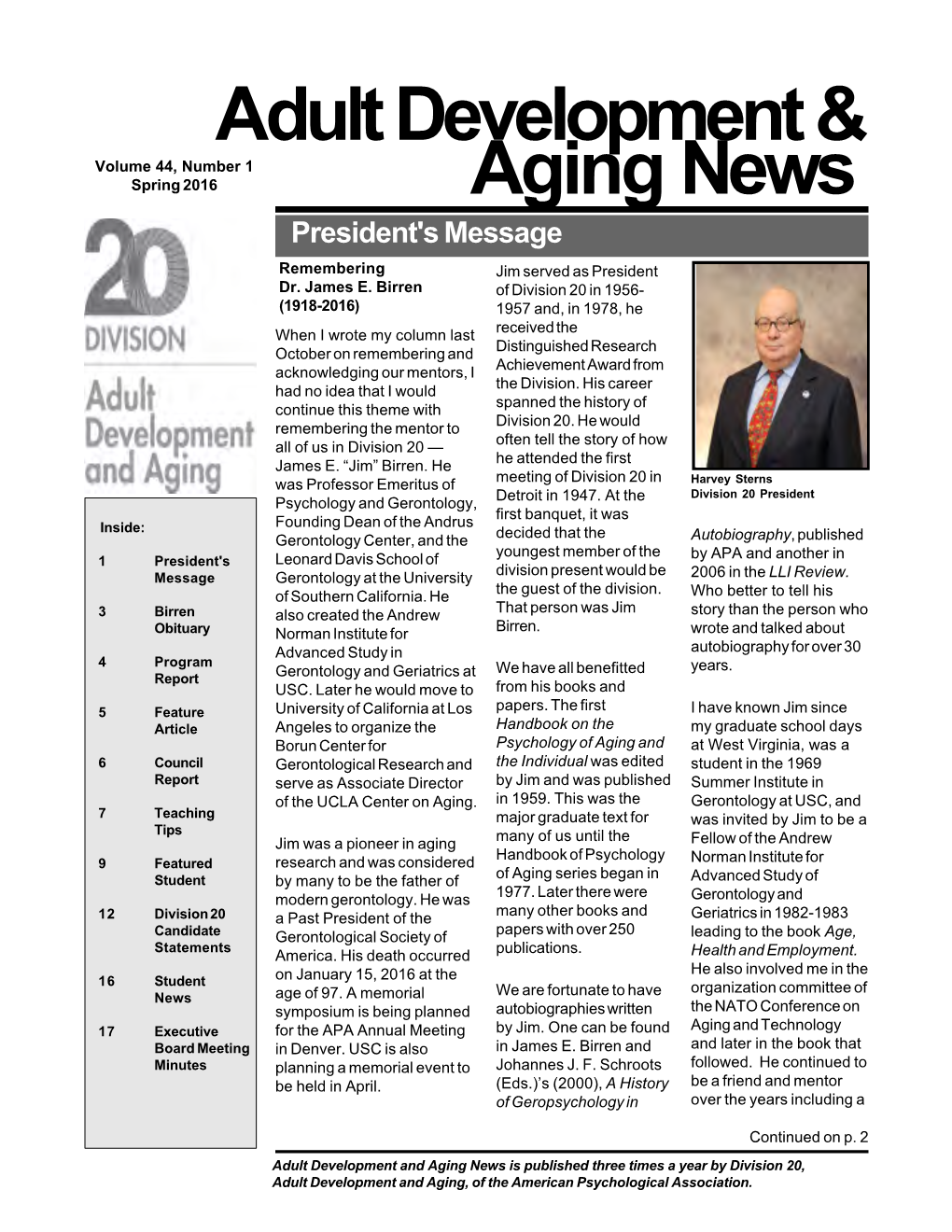 Adult Development & Aging News