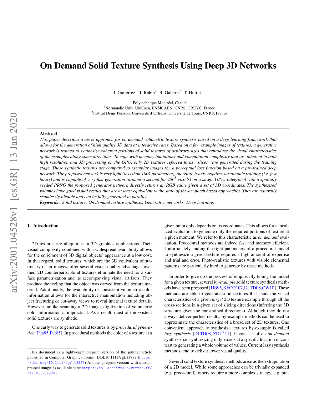 On Demand Solid Texture Synthesis Using Deep 3D Networks