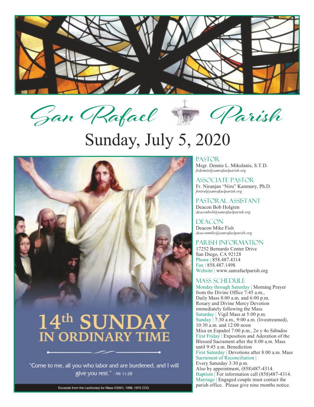 Sunday, July 5, 2020 Pastor Msgr