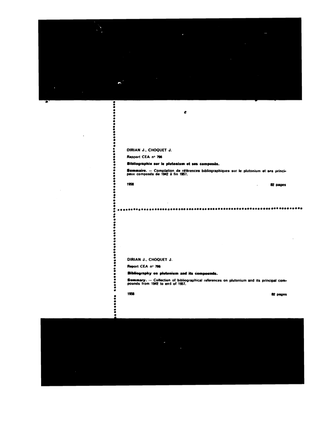 Bibliographie Sur Le Plutonium Et M Composés. •Ibkography On