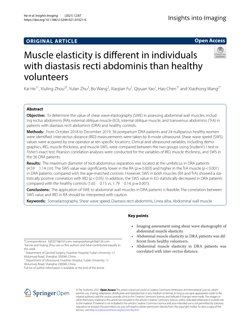 Muscle Elasticity Is Different in Individuals with Diastasis Recti