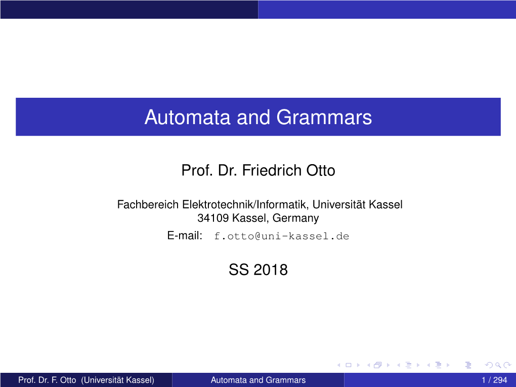 Automata and Grammars