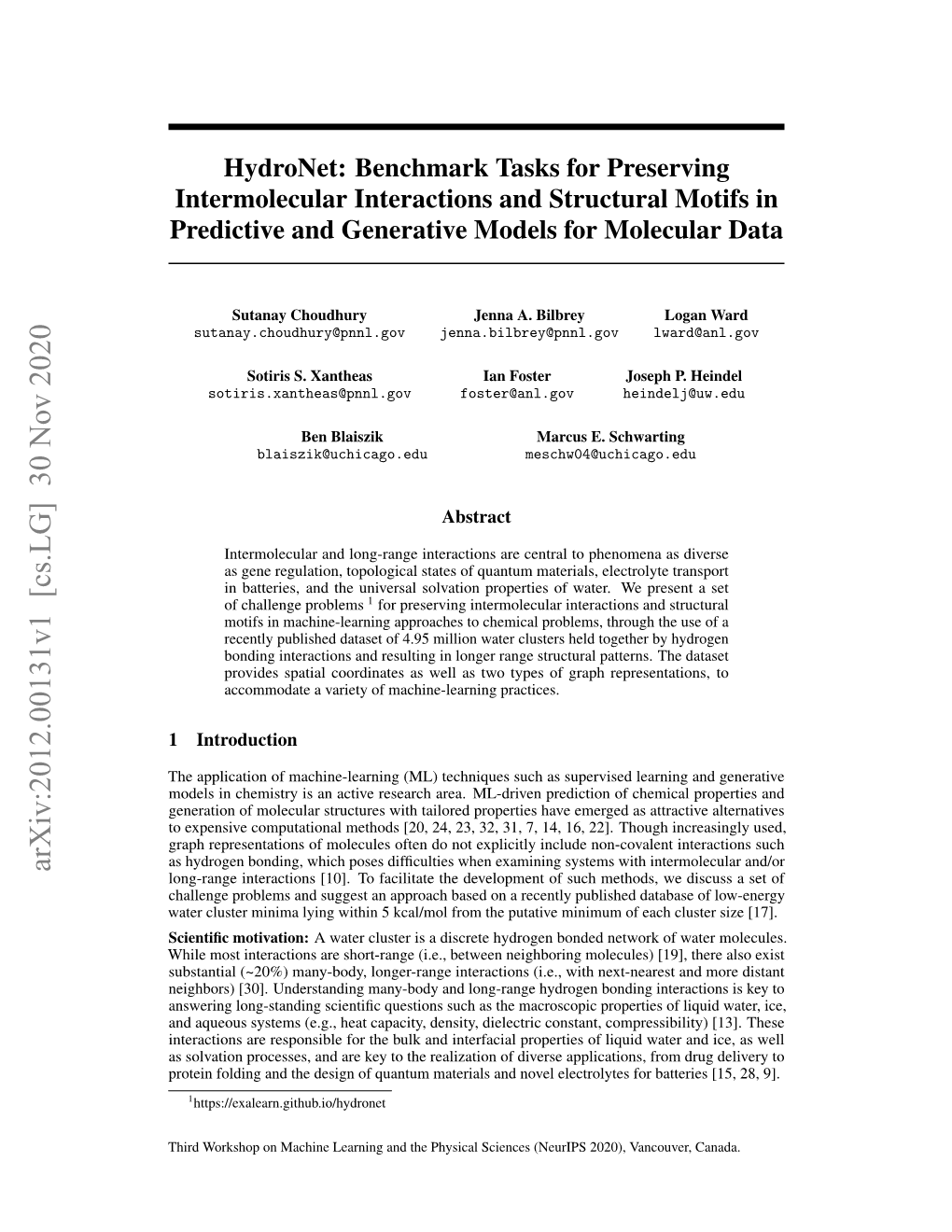 Arxiv:2012.00131V1 [Cs.LG] 30 Nov 2020 Long-Range Interactions [10]