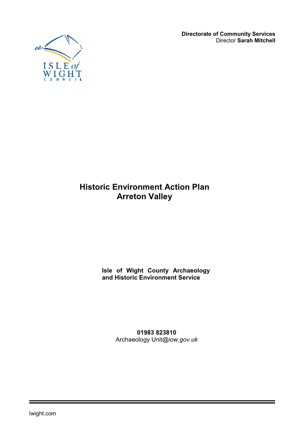 Historic Environment Action Plan Arreton Valley