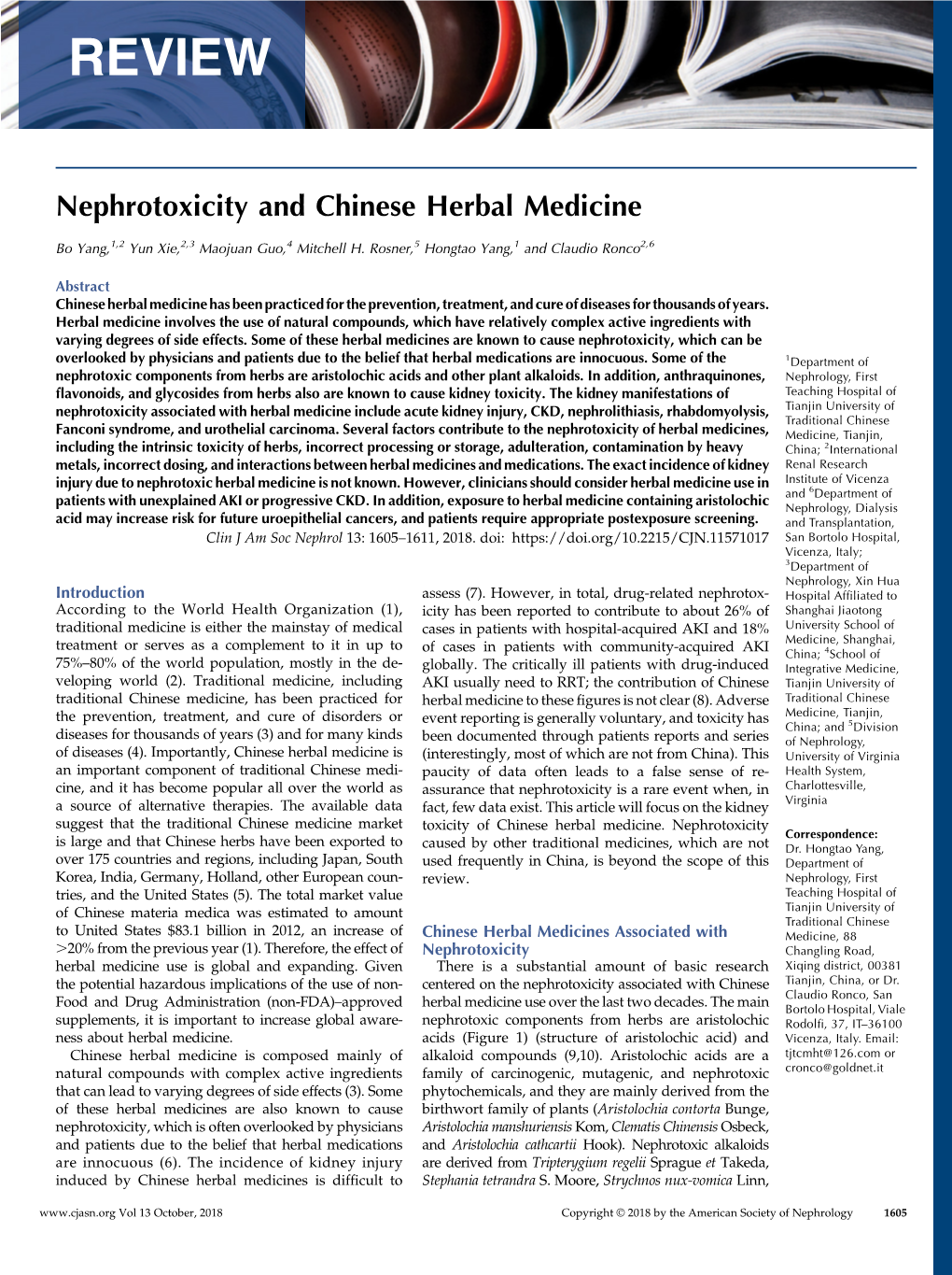 Nephrotoxicity and Chinese Herbal Medicine