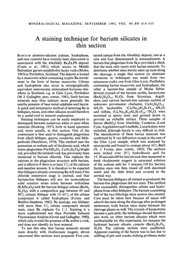 A Staining Technique for Barium Silicates in Thin Section