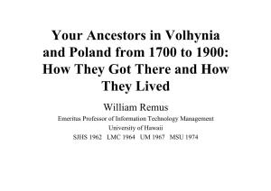 Your Ancestors in Volhynia and Poland from 1700 to 1900