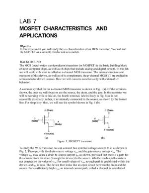 Lab 7 Mosfet Characteristics and Applications