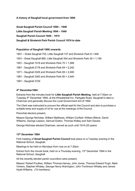 A History of Saughall Local Government from 1894