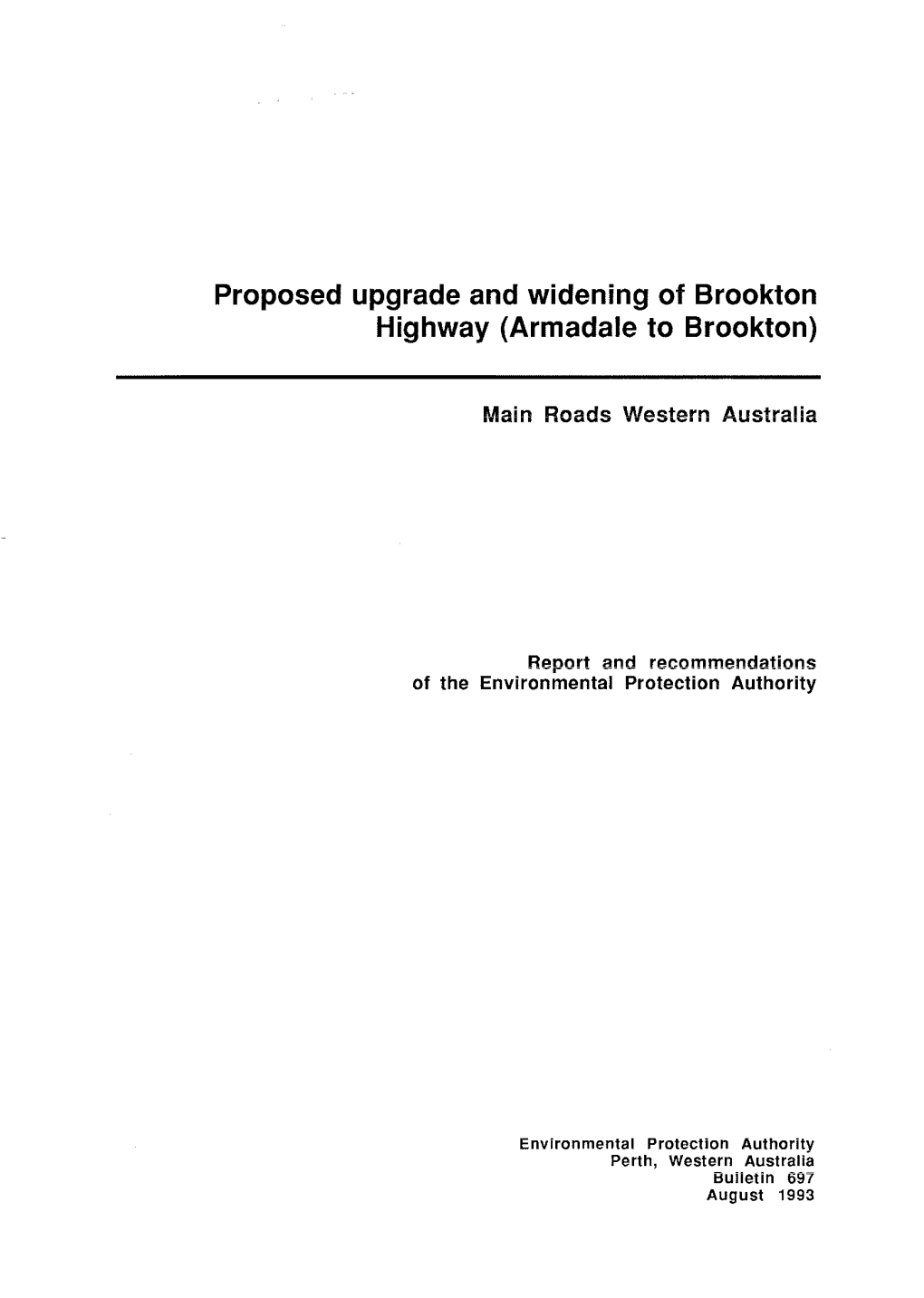 Proposed Upgrade and Widening of Brookton Highway (Armadale to Brookton)