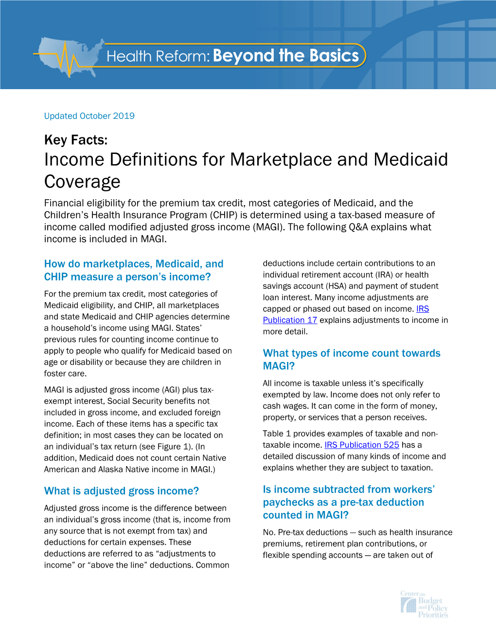Income Definitions for Marketplace and Medicaid Coverage