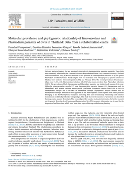 Molecular Prevalence and Phylogenetic Relationship of Haemoproteus and Plasmodium Parasites of Owls in Thailand: Data from a Rehabilitation Centre T